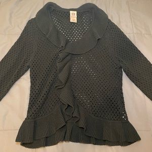 FADED GLORY Black Knitted Cute Top with Ruffles Size XL